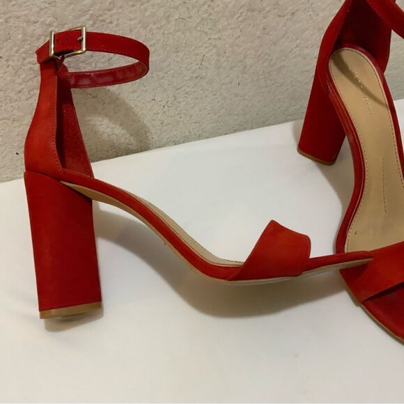 Gianni Bini Red Suede Ankle Strap Heel Sandals Size 10 - Picture 1 of 9
